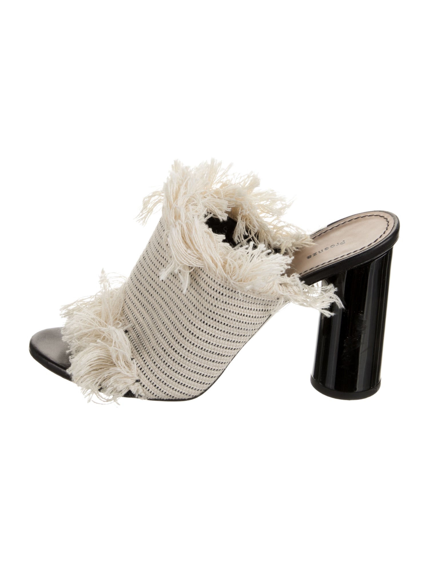 Proenza Schouler Colorblock Pattern Fringe Trim Accent Slides