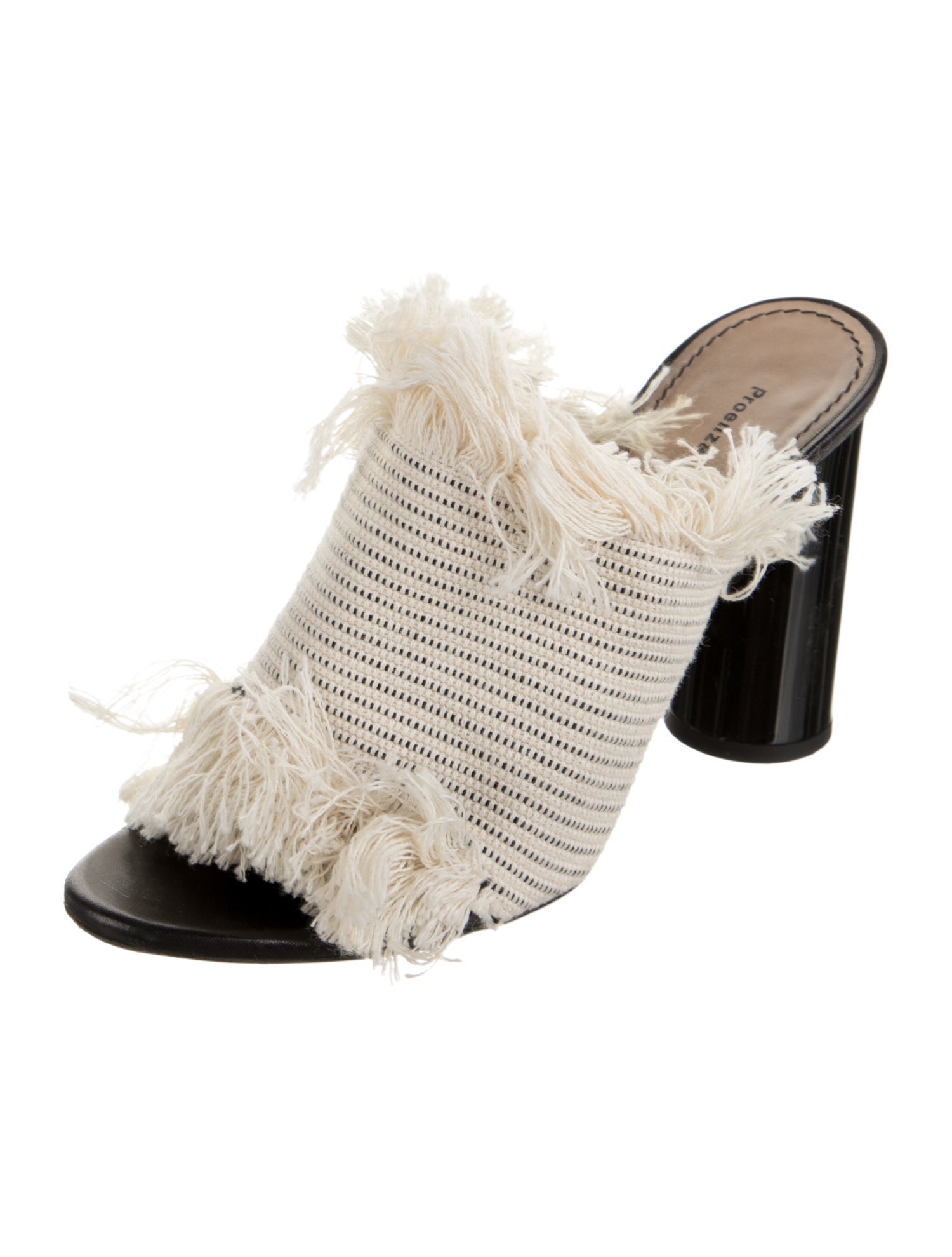 Proenza Schouler Colorblock Pattern Fringe Trim Accent Slides