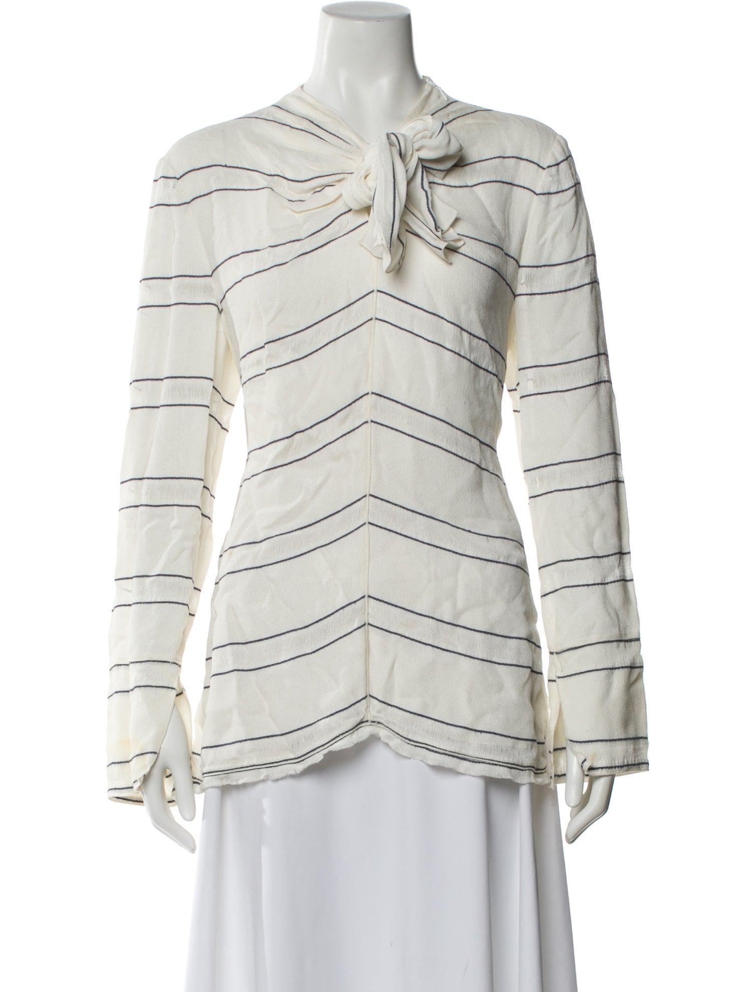 Proenza Schouler Striped Tie Neck Blouse