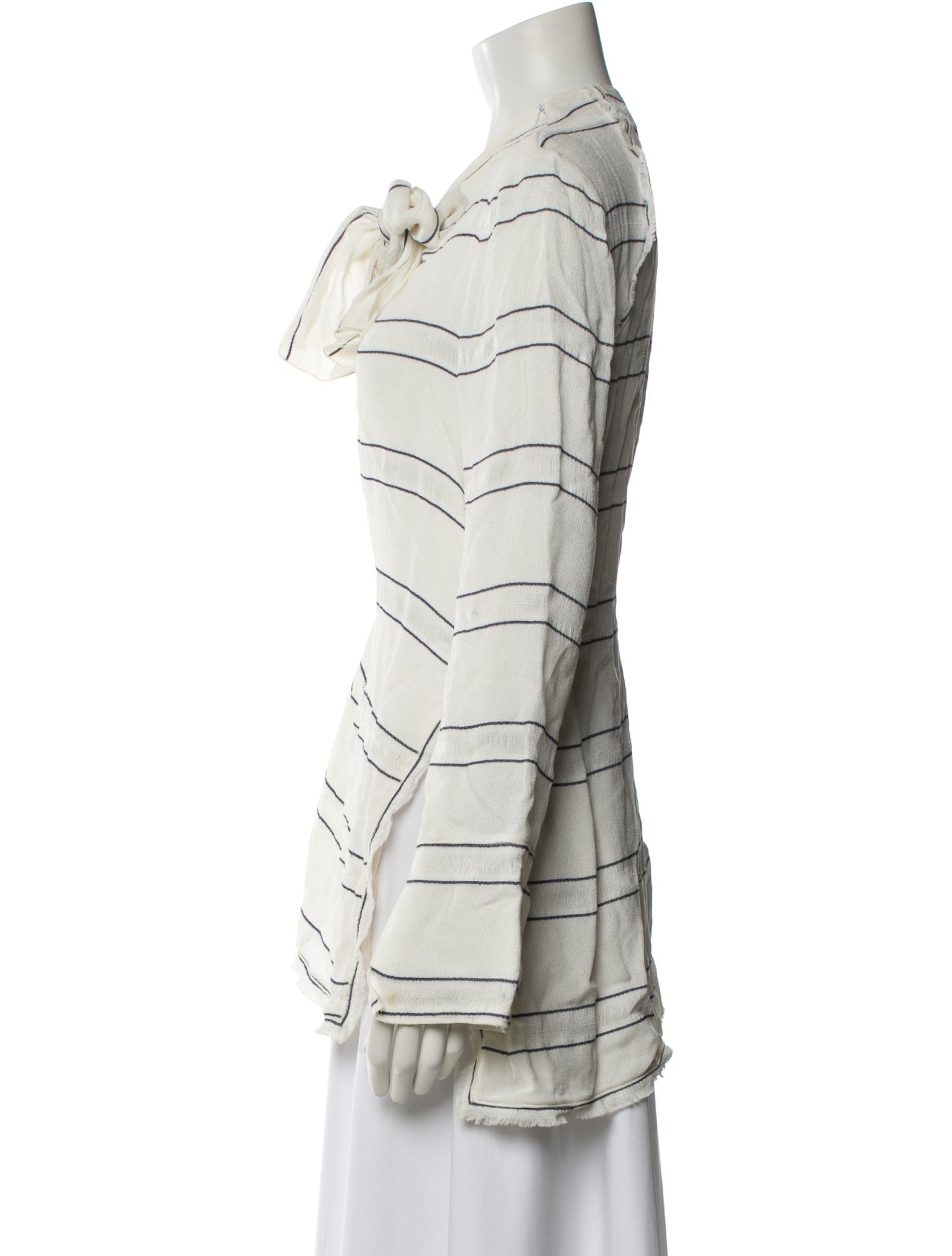 Proenza Schouler Striped Tie Neck Blouse