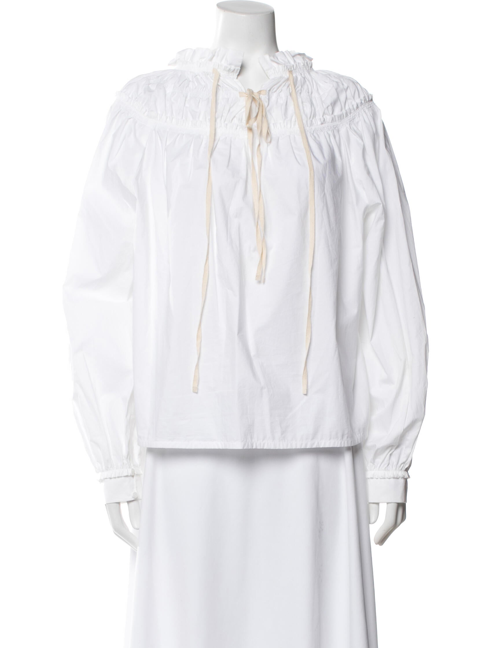 Proenza Schouler Tie Neck Long Sleeve Blouse