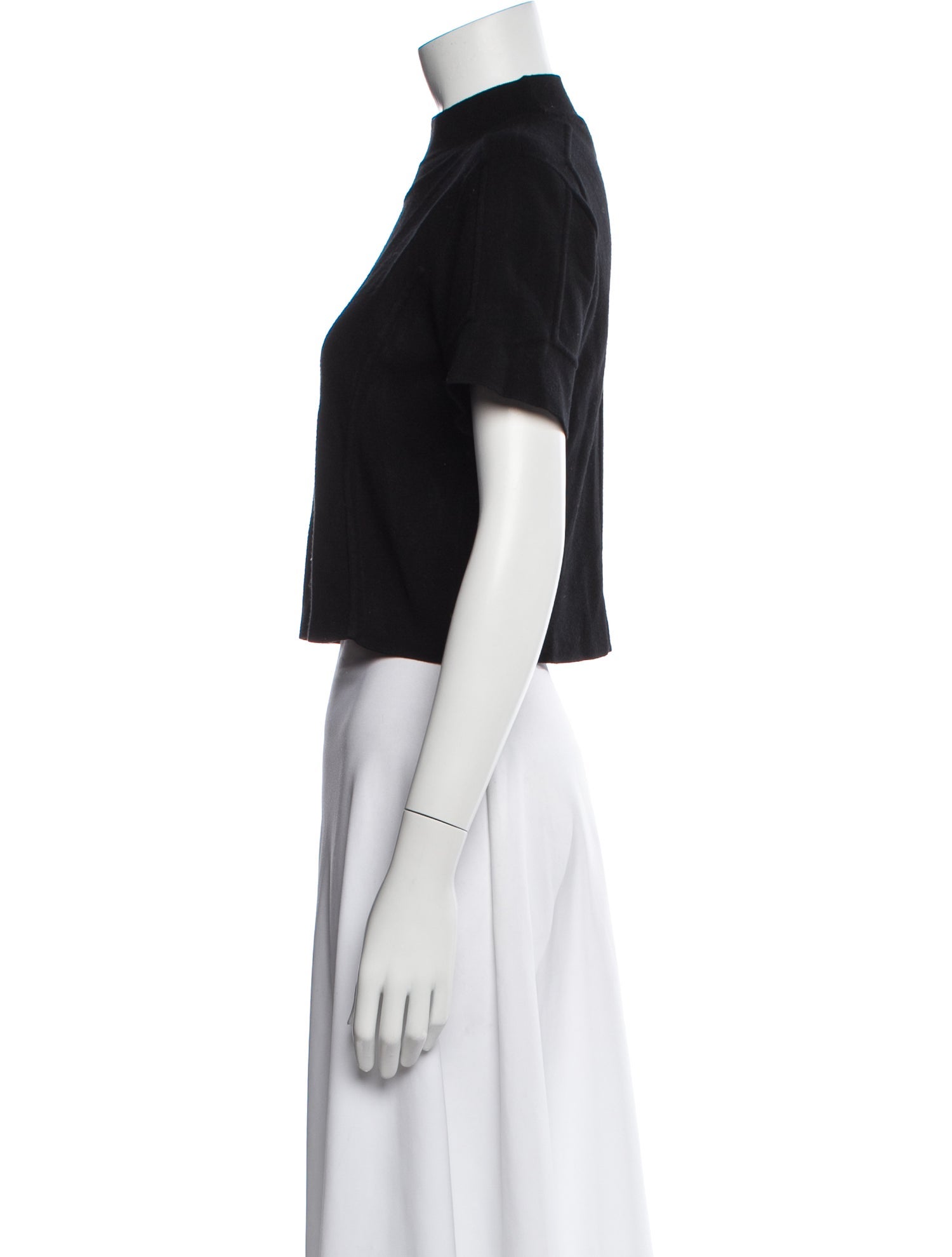 Proenza Schouler Mock Neck Short Sleeve Crop Top