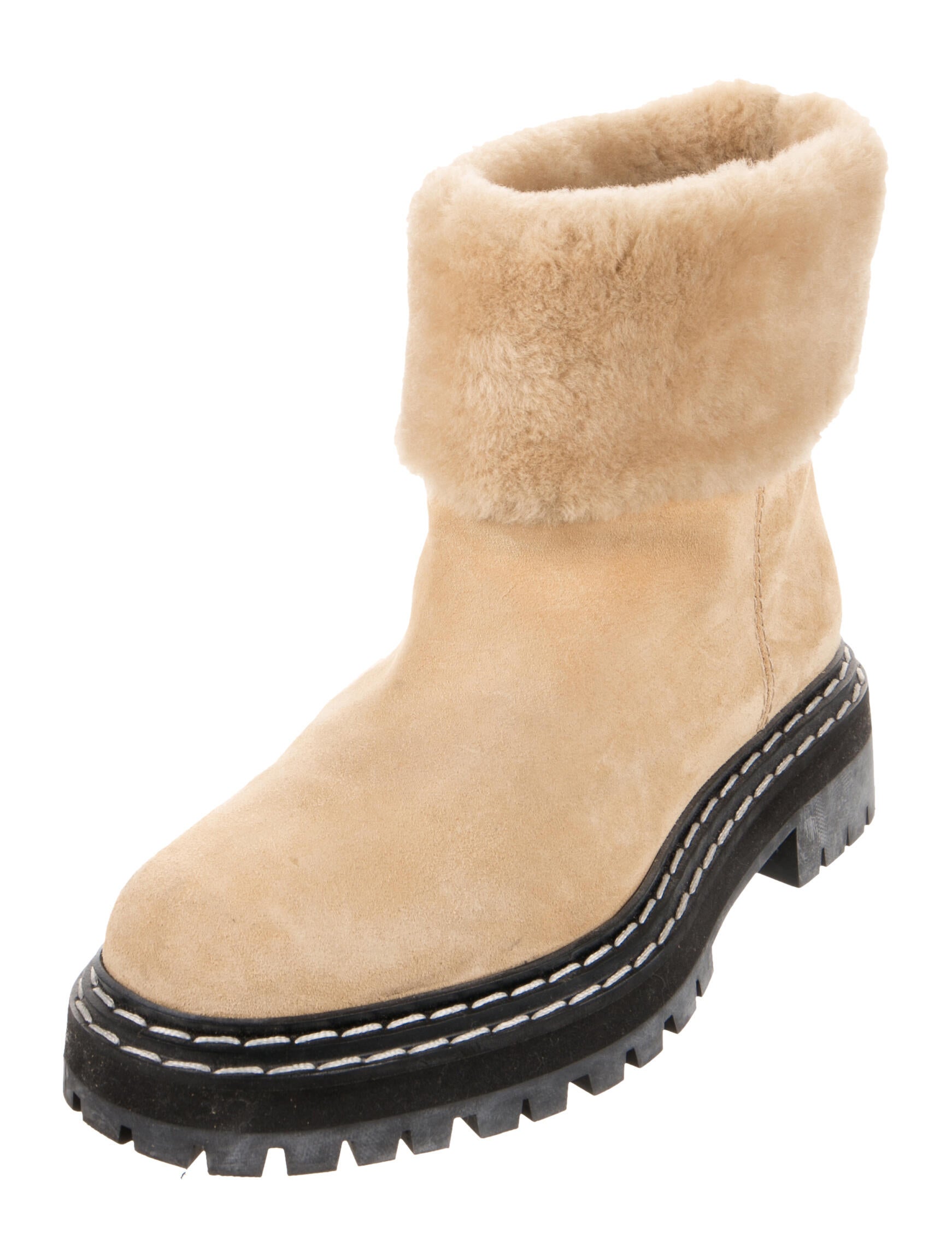Proenza Schouler Suede Fur Trim Boots
