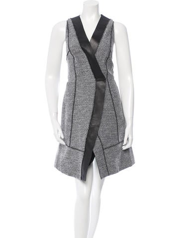 Proenza Schouler Sleeveless Leather-Trimmed Dress