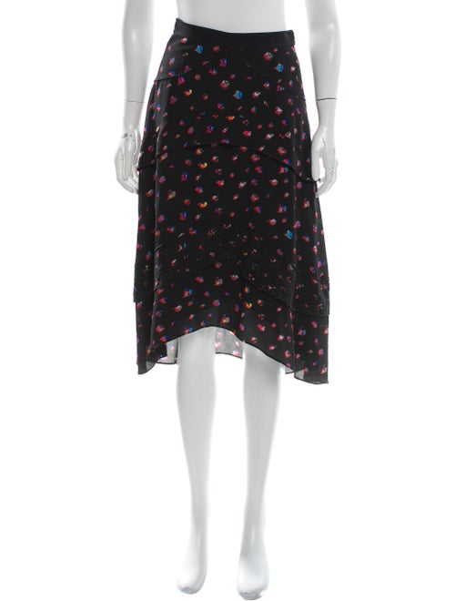 Proenza Schouler Abstract Print Silk Skirt Black