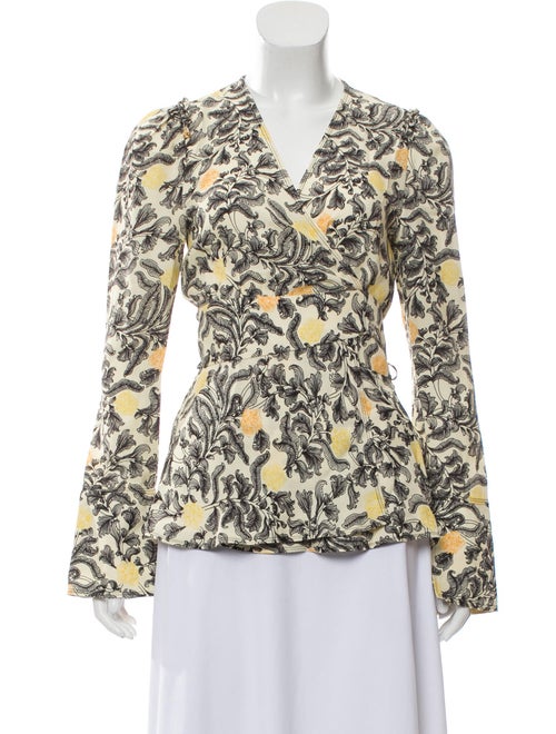 Proenza Schouler Floral Wrap Top Cream