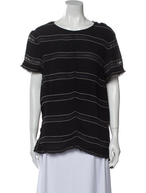 Proenza Schouler Striped Scoop Neck T-Shirt Black
