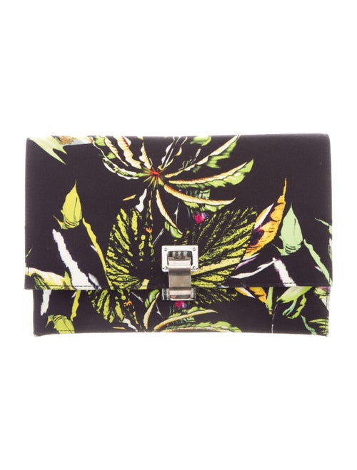 Proenza Schouler Floral Canvas Clutch Black