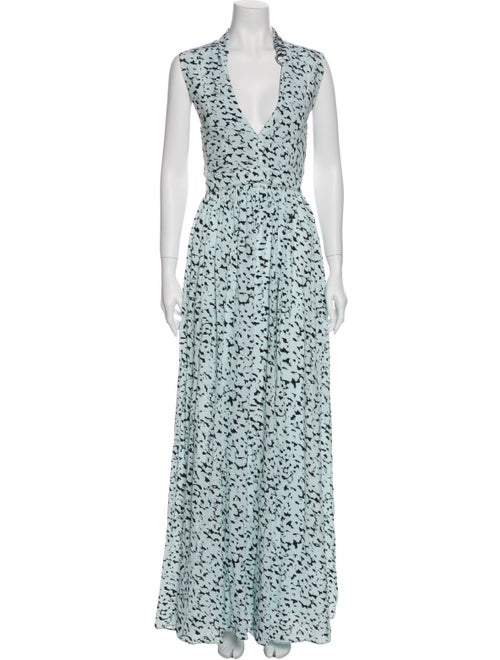 Proenza Schouler Printed Long Dress Blue