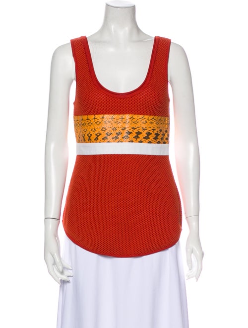 Proenza Schouler Animal Print Scoop Neck Top Orang