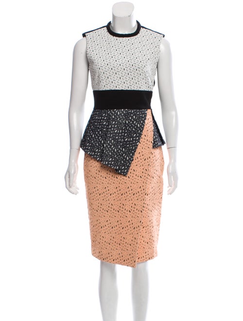 Proenza Schouler Leather-Trimmed Peplum Dress mult