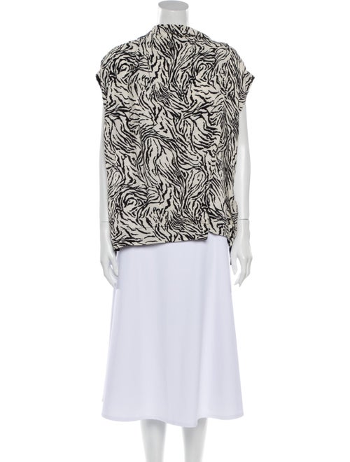 Proenza Schouler Animal Print Mock Neck Blouse w/