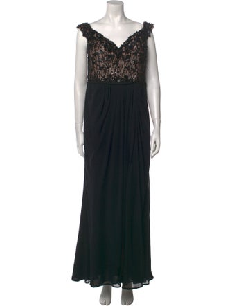 Pronovias V-Neck Long Dress