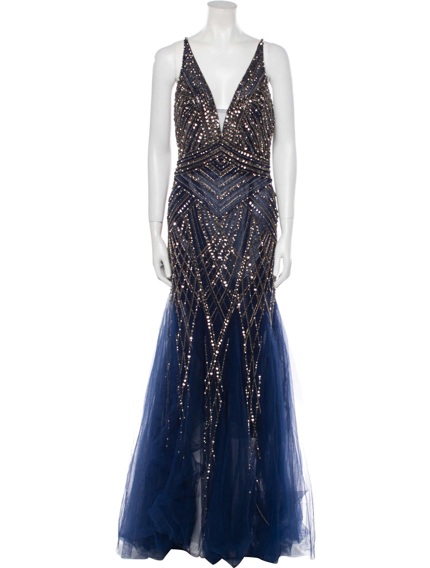 Pronovias V-Neck Long Dress