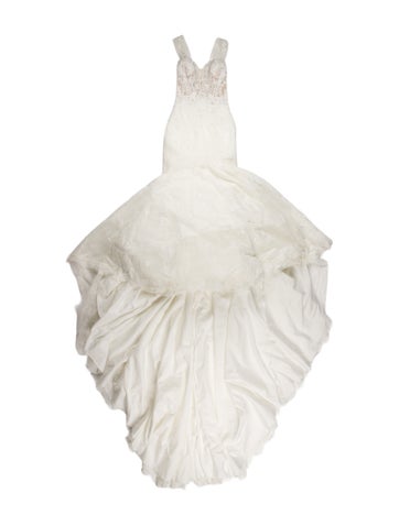 Pre-owned Pronovias Strapless Long Dress In White