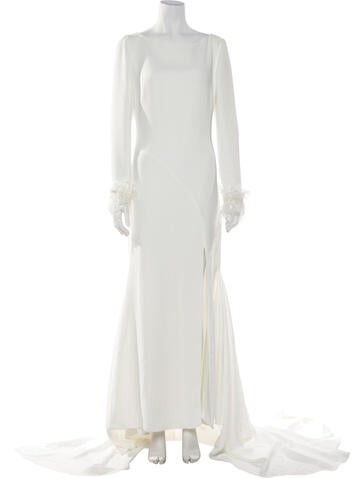 Pre-owned Pronovias Bateau Neckline Long Dress In White