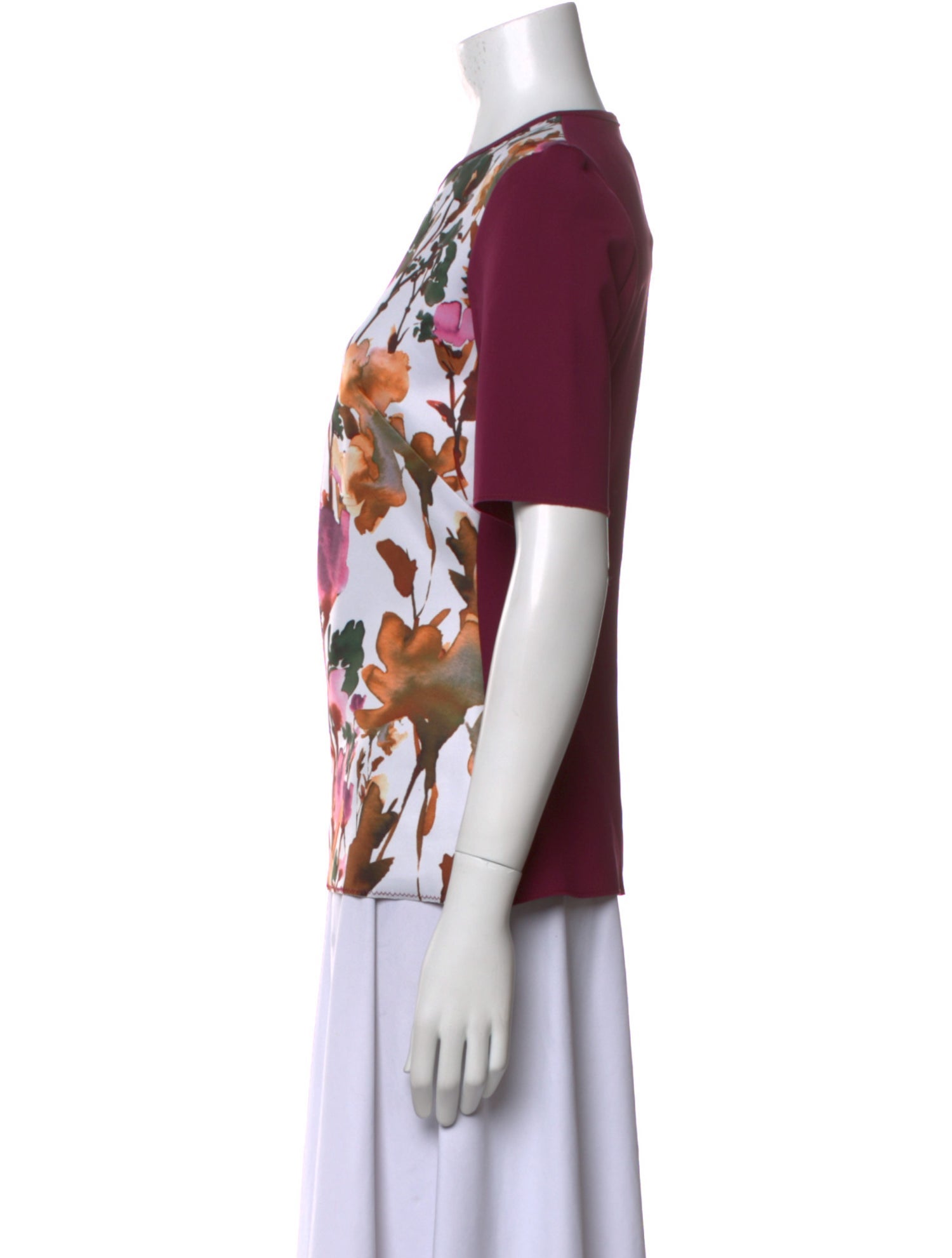 Marie Saint Pierre Silk Floral Print T-Shirt w/ Tags