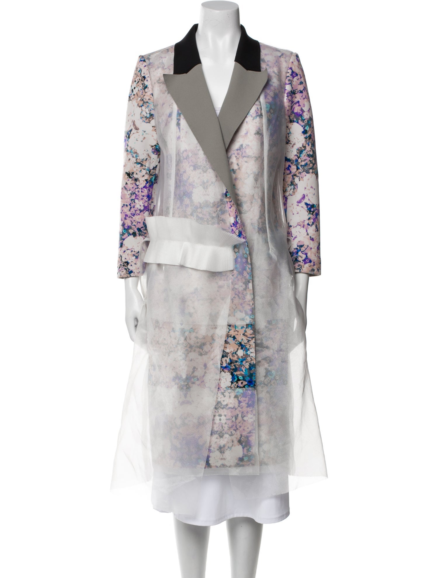 Marie Saint Pierre Floral Print Trench Coat