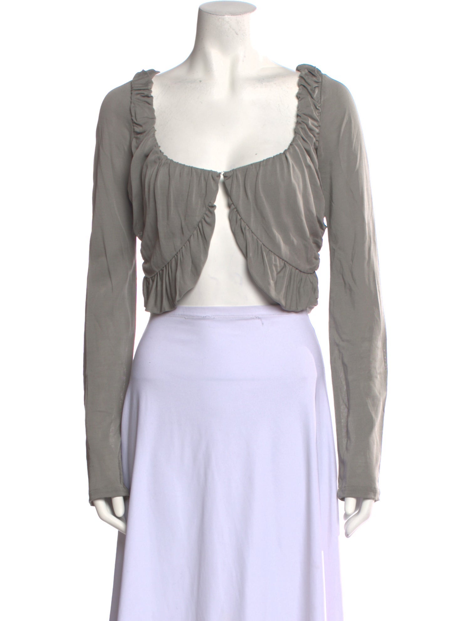 Paris Georgia Square Neckline Long Sleeve Crop Top