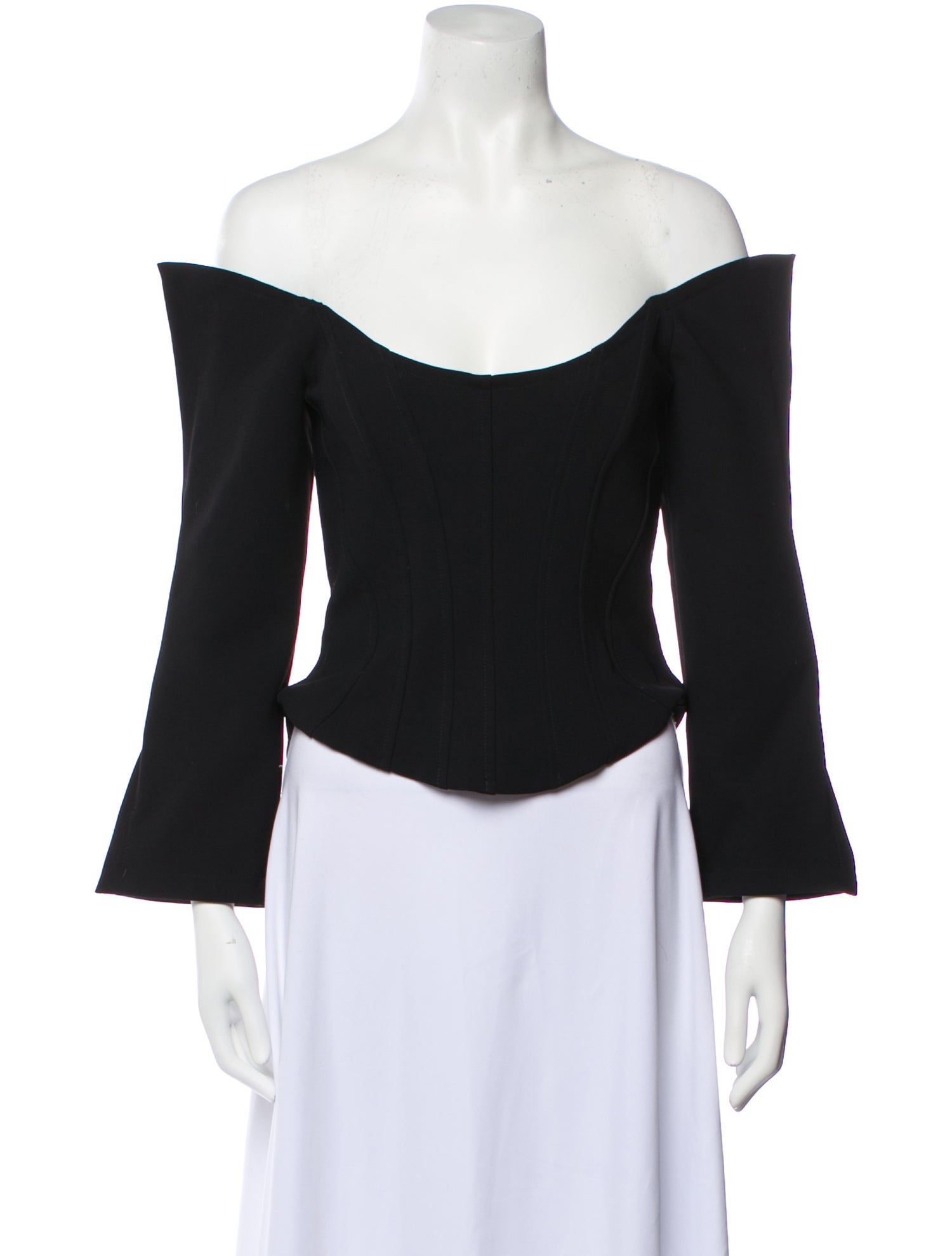 Paris Georgia Off-The-Shoulder Three-Quarter Sleeve Crop Top