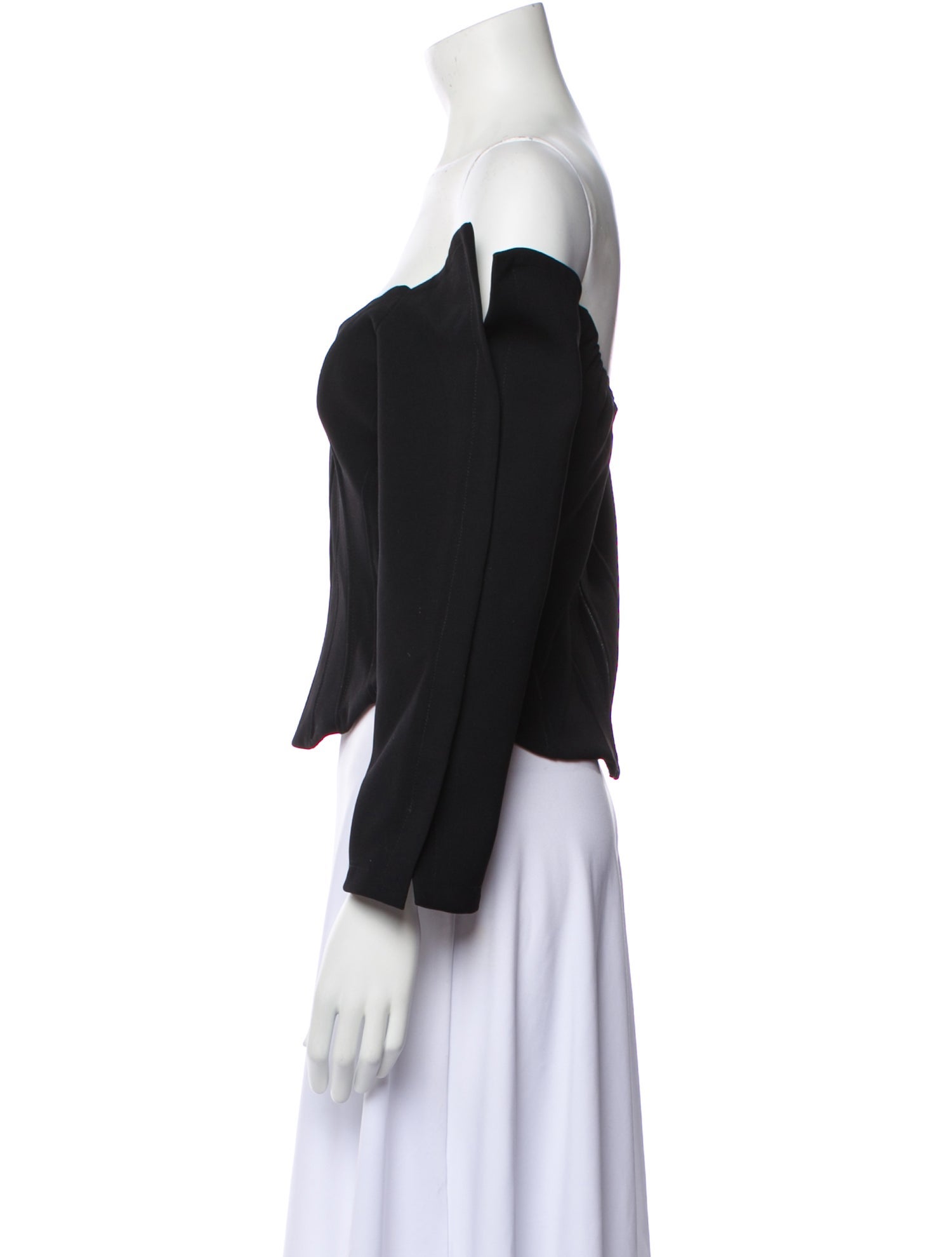 Paris Georgia Off-The-Shoulder Three-Quarter Sleeve Crop Top