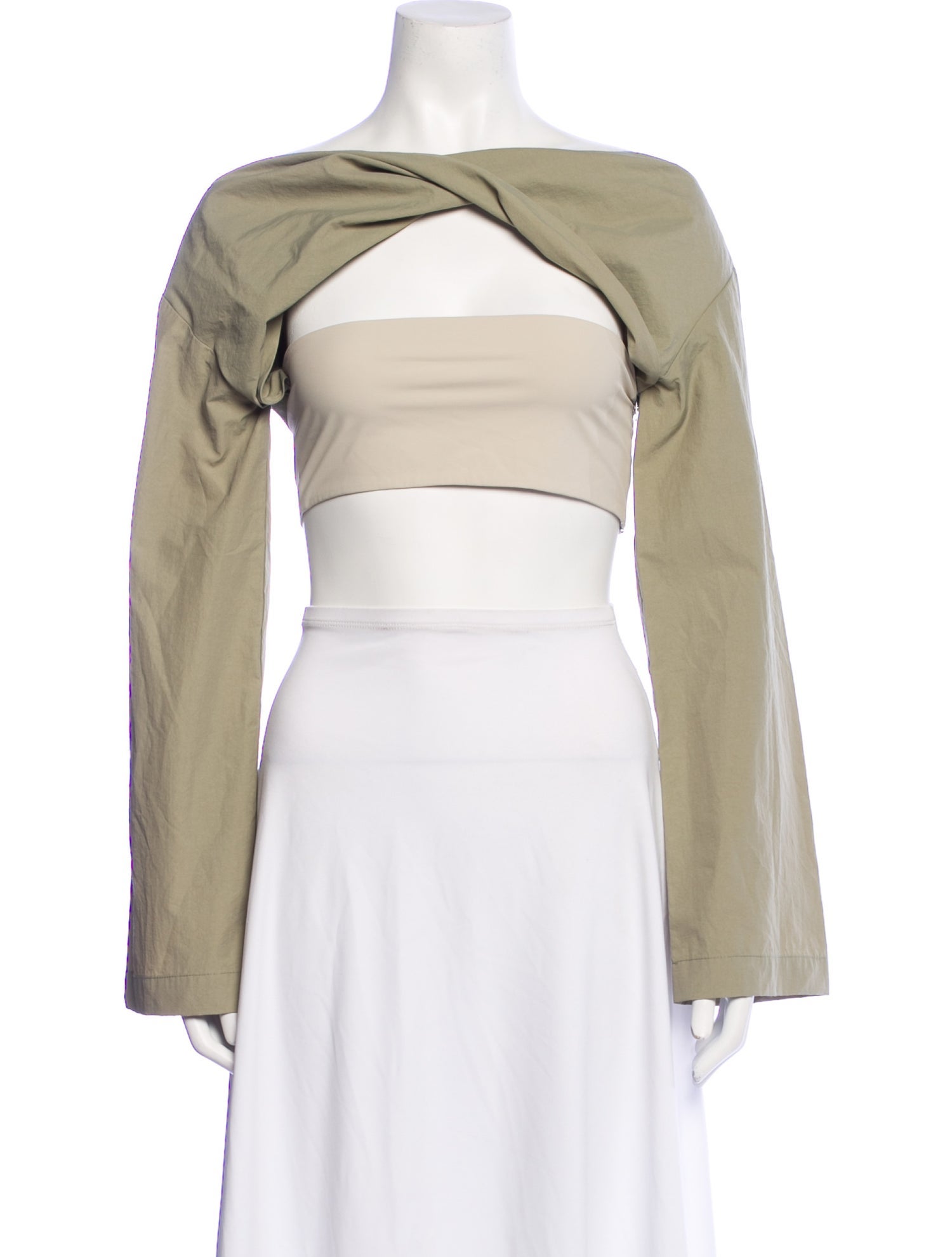 Paris Georgia Off-The-Shoulder Long Sleeve Crop Top