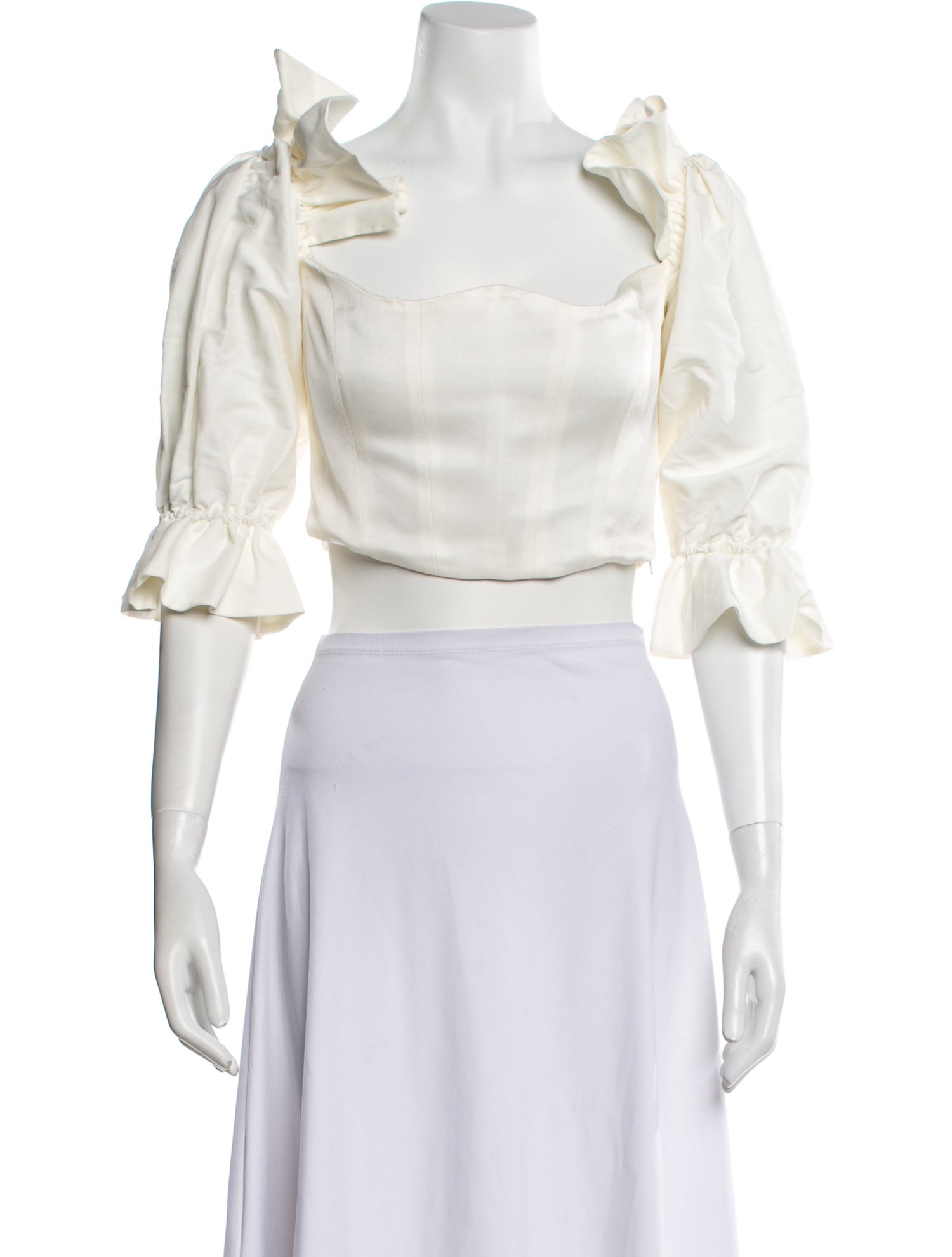 Paris Georgia Square Neckline Three-Quarter Sleeve Crop Top