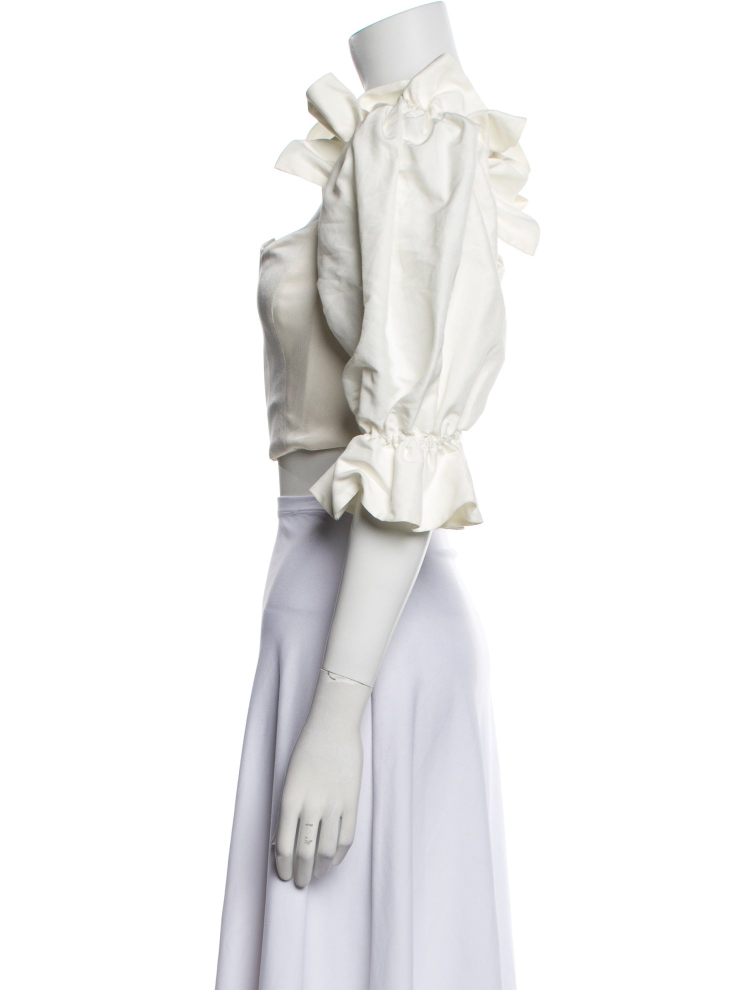 Paris Georgia Square Neckline Three-Quarter Sleeve Crop Top