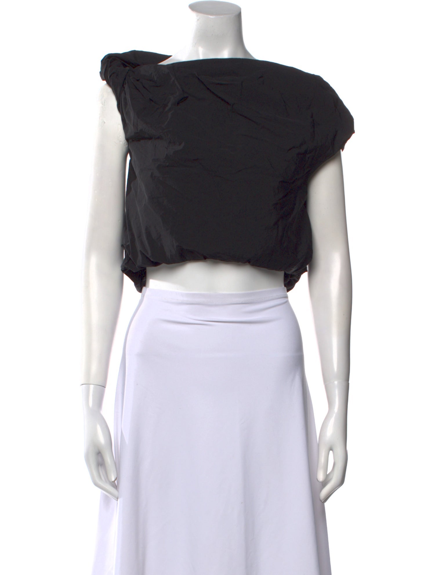 Paris Georgia Bateau Neckline Short Sleeve Crop Top