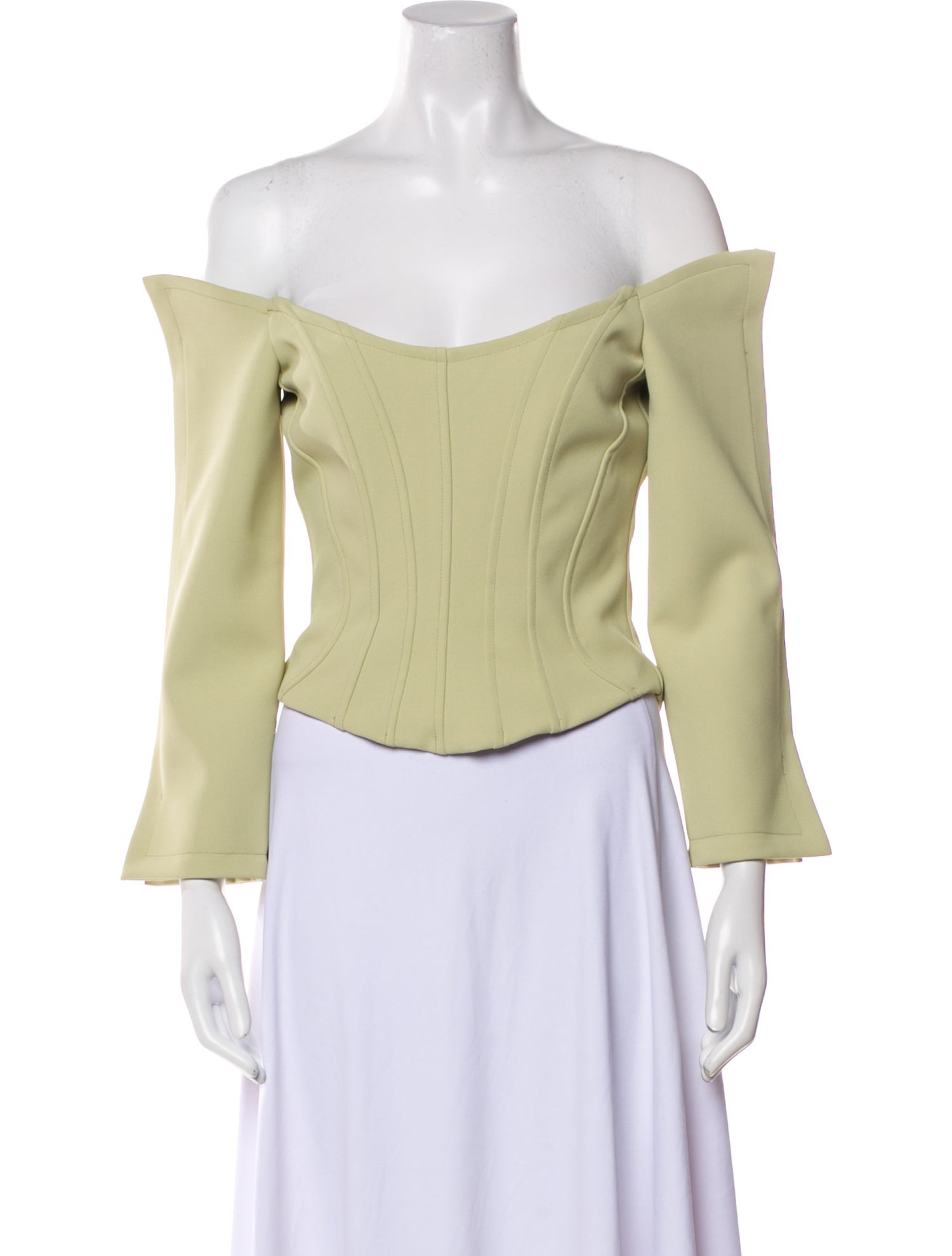 Paris Georgia Off-The-Shoulder Three-Quarter Sleeve Crop Top