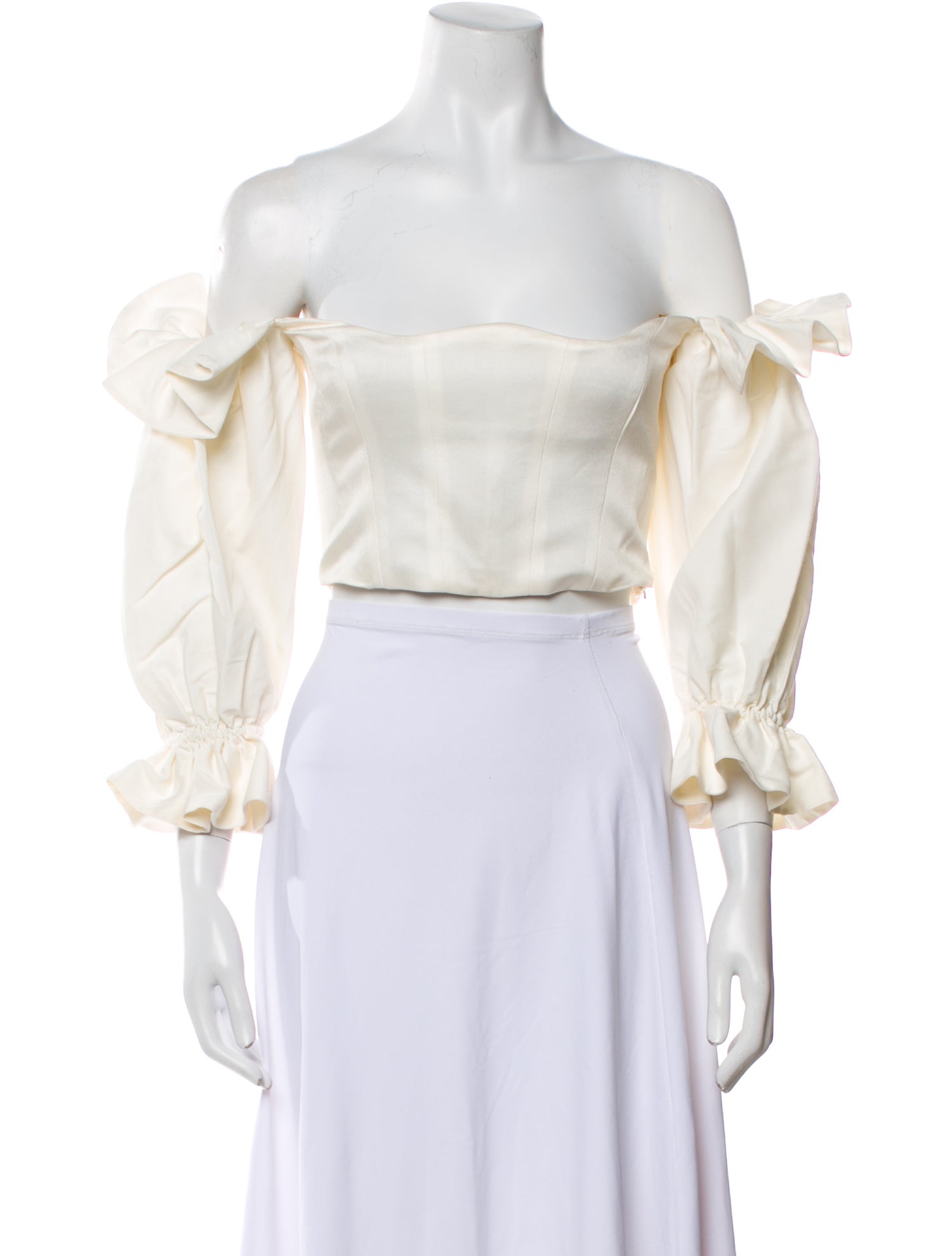 Paris Georgia Off-The-Shoulder Three-Quarter Sleeve Crop Top