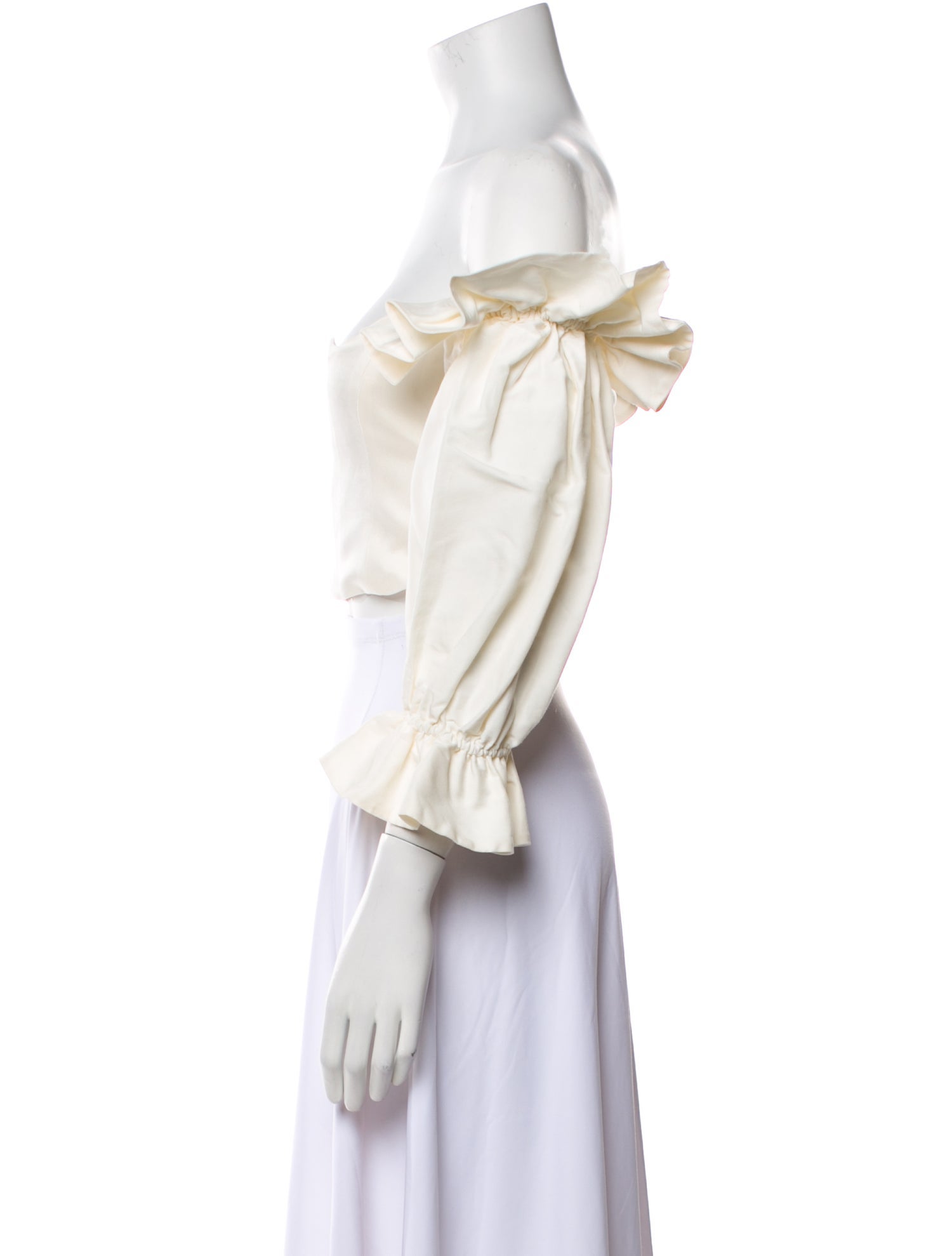 Paris Georgia Off-The-Shoulder Three-Quarter Sleeve Crop Top