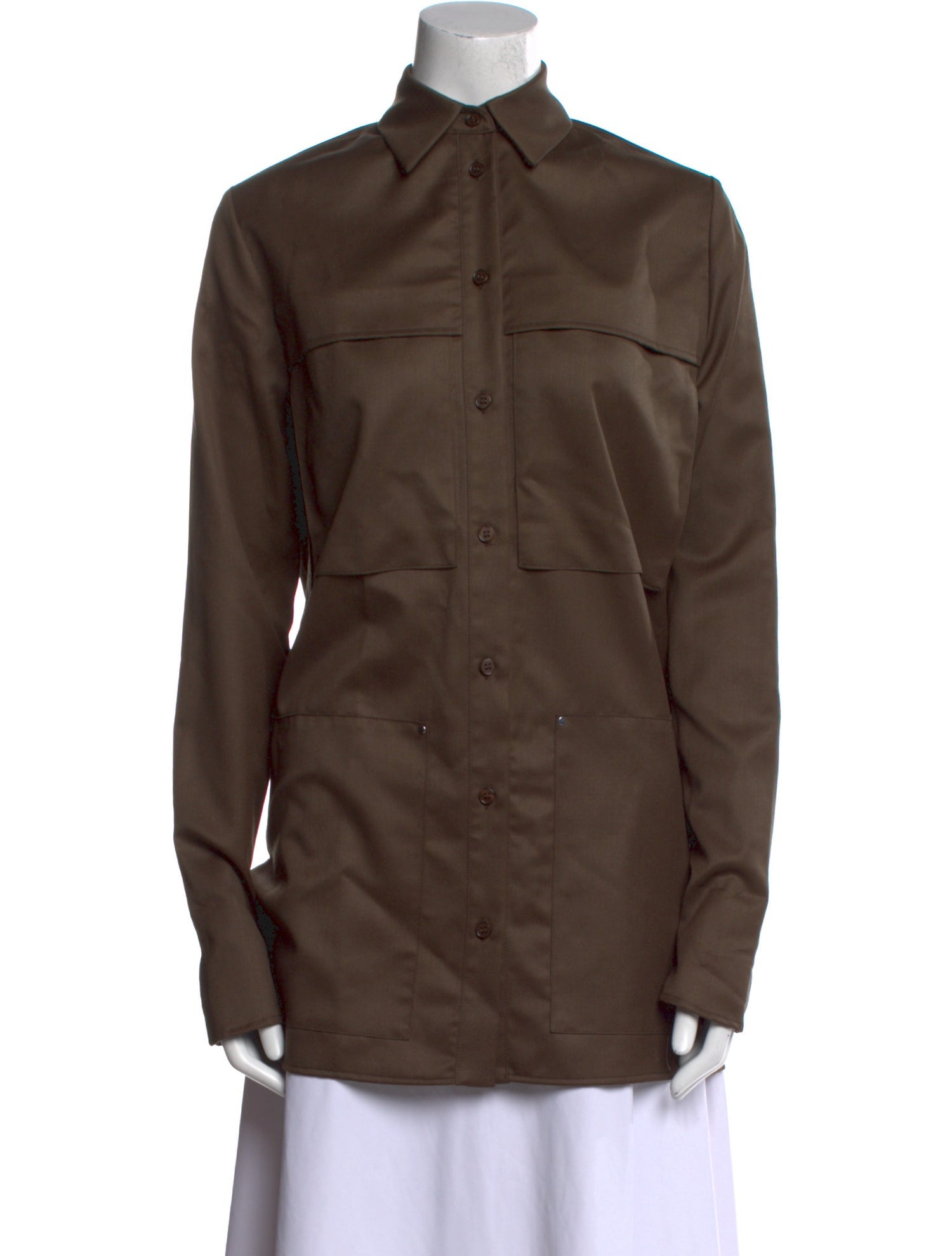 Paris Georgia Wool Long Sleeve Button-Up Top