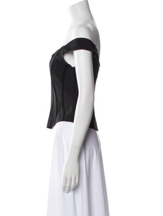 Paris Georgia Off-The-Shoulder Short Sleeve Crop Top