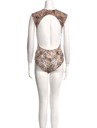 Paris Georgia Floral Print Mock Neck Bodysuit