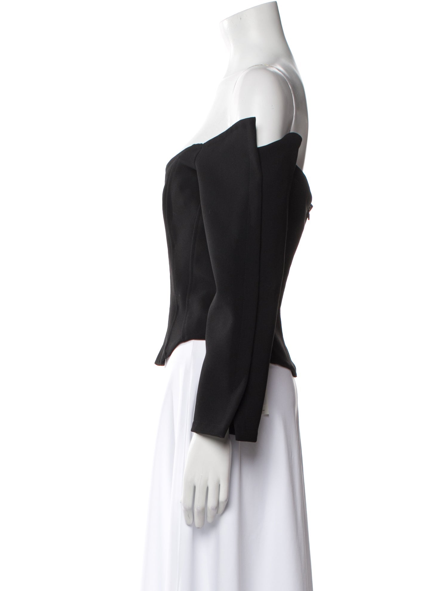 Paris Georgia Off-The-Shoulder Three-Quarter Sleeve Crop Top