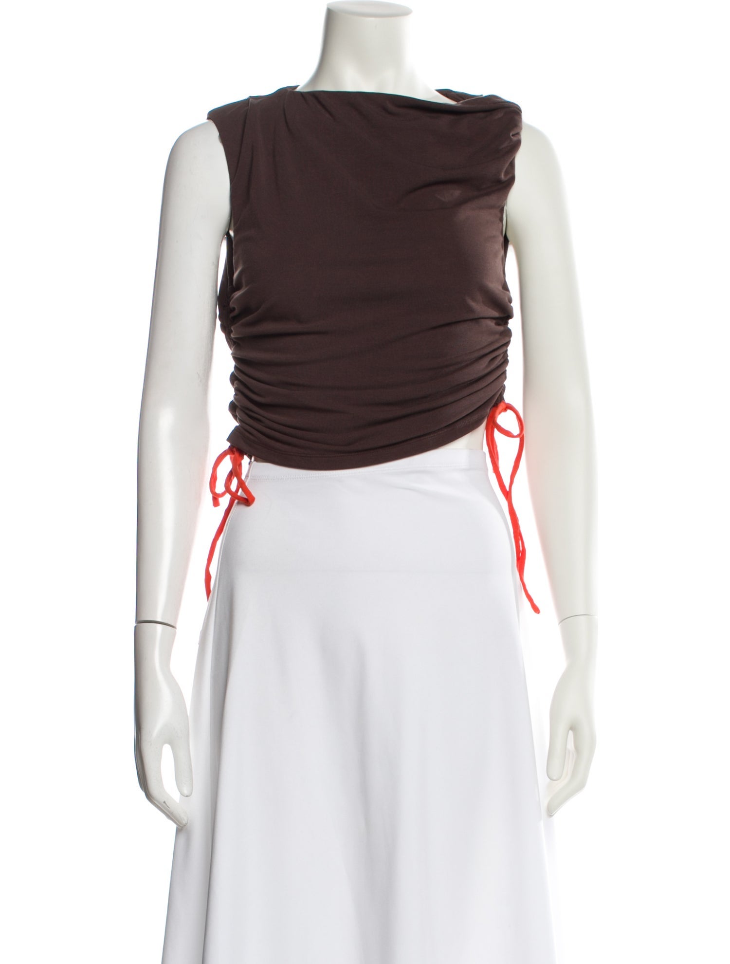 Paris Georgia Bateau Neckline Sleeveless Crop Top