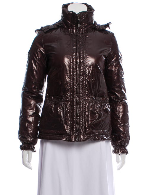 Post Card Hooded Down Jacket Brown