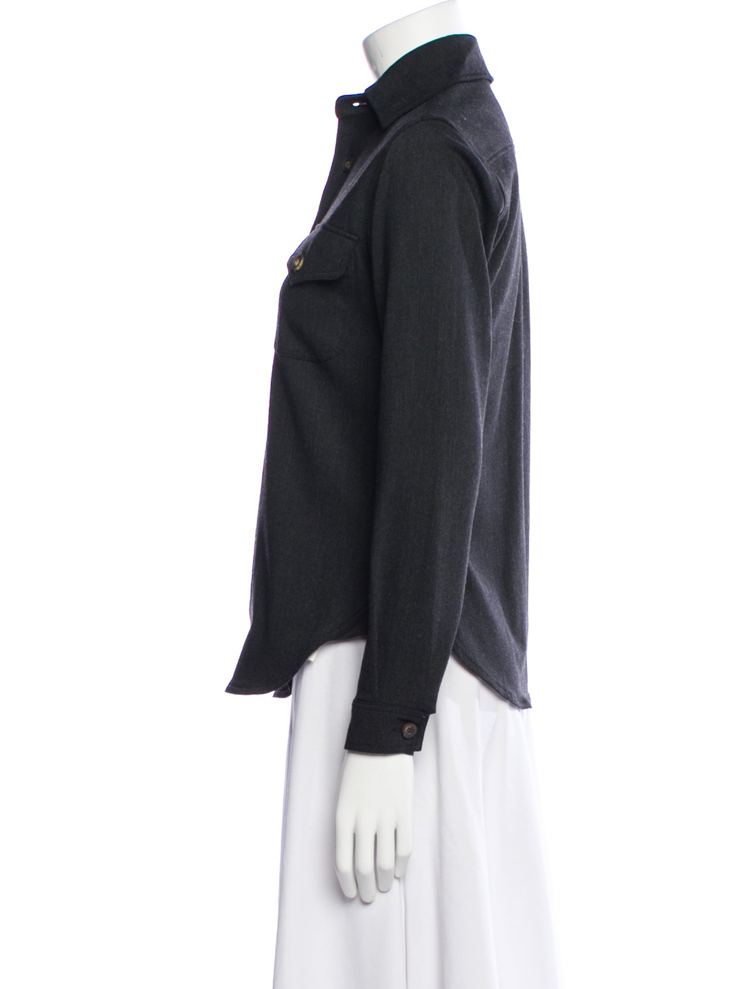 Post Card Wool Long Sleeve Button-Up Top