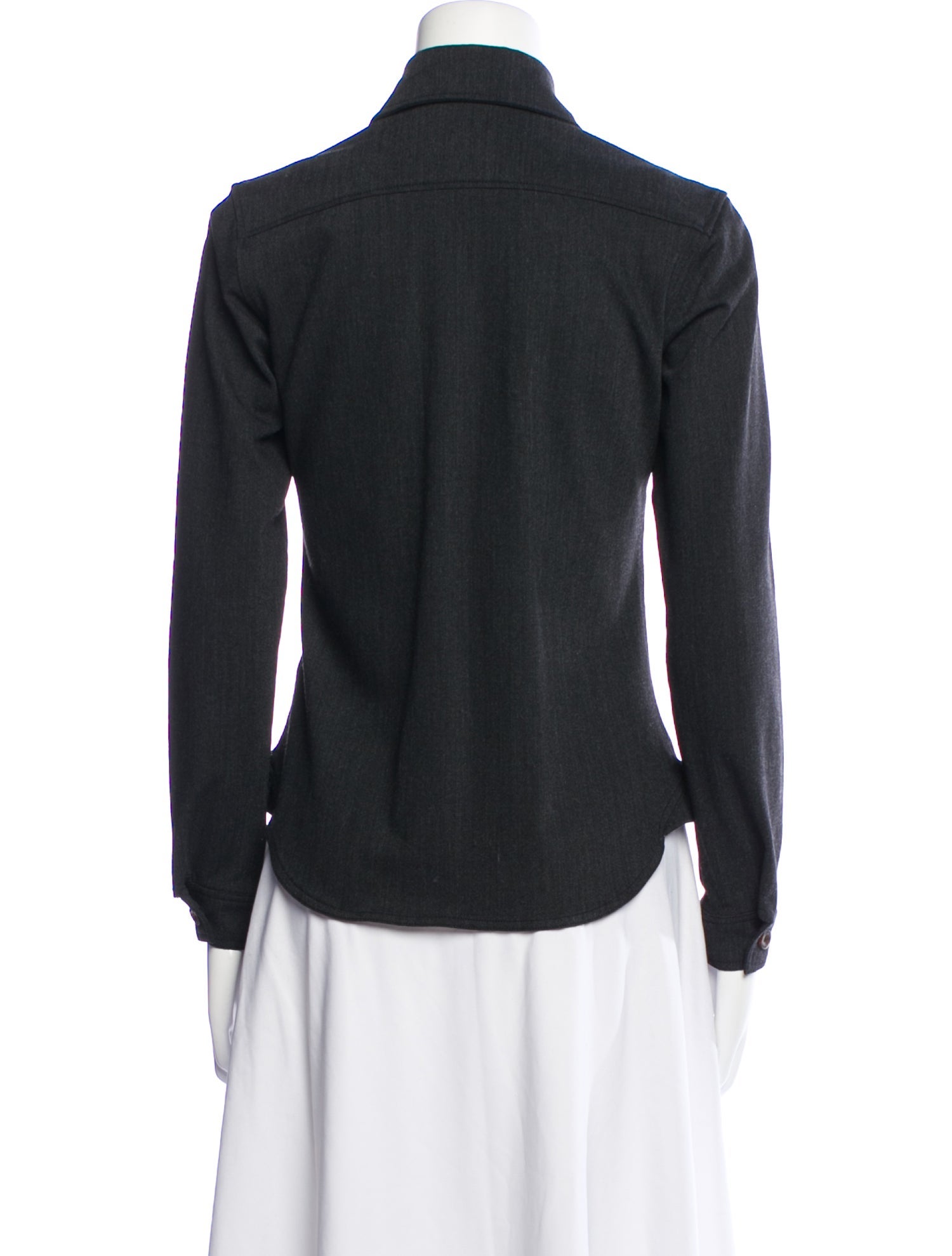 Post Card Wool Long Sleeve Button-Up Top