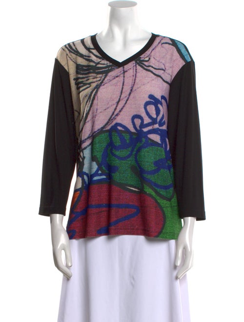 Post Card Printed V-Neck Blouse