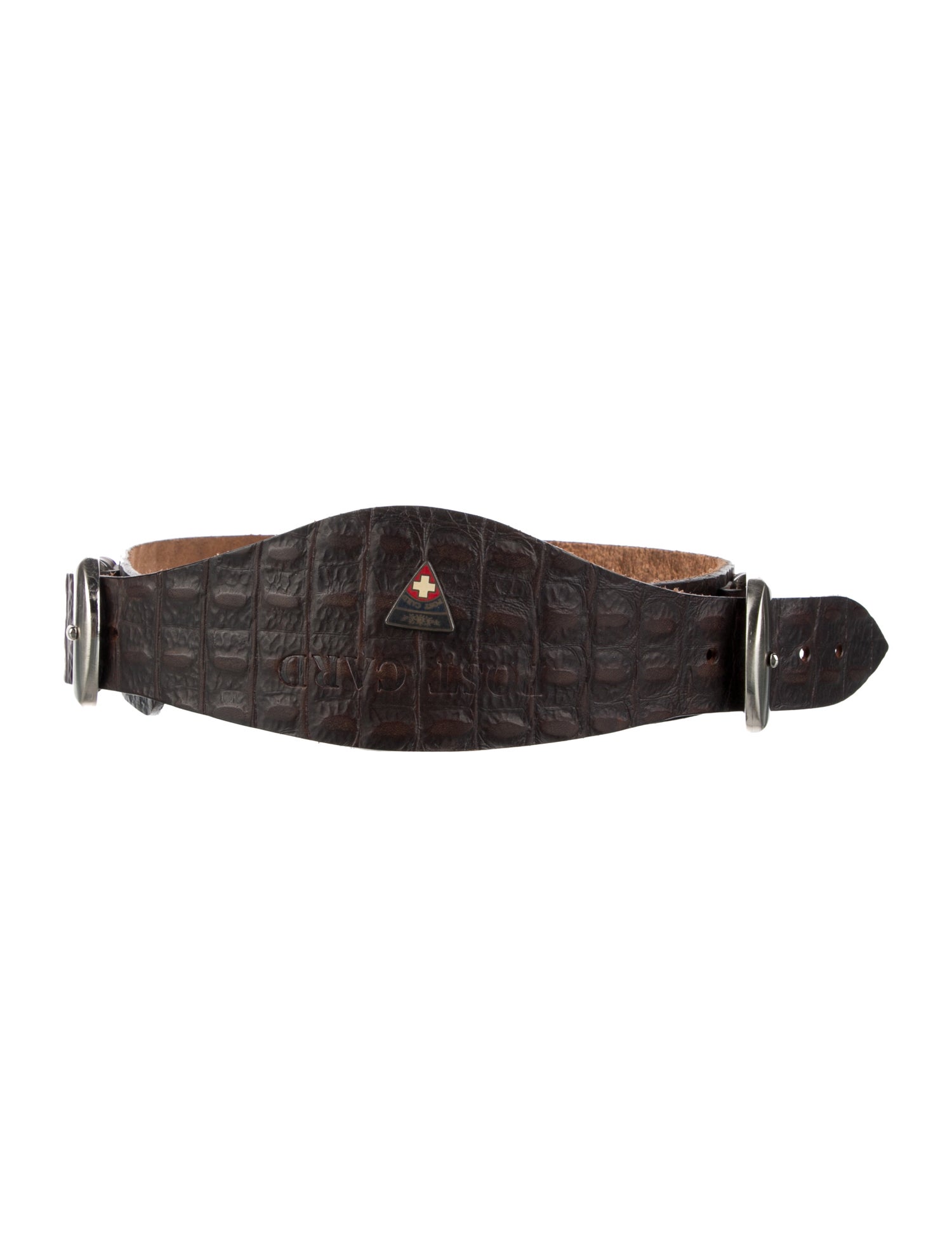 Post Card Wide Embossed Leather Waist Belt