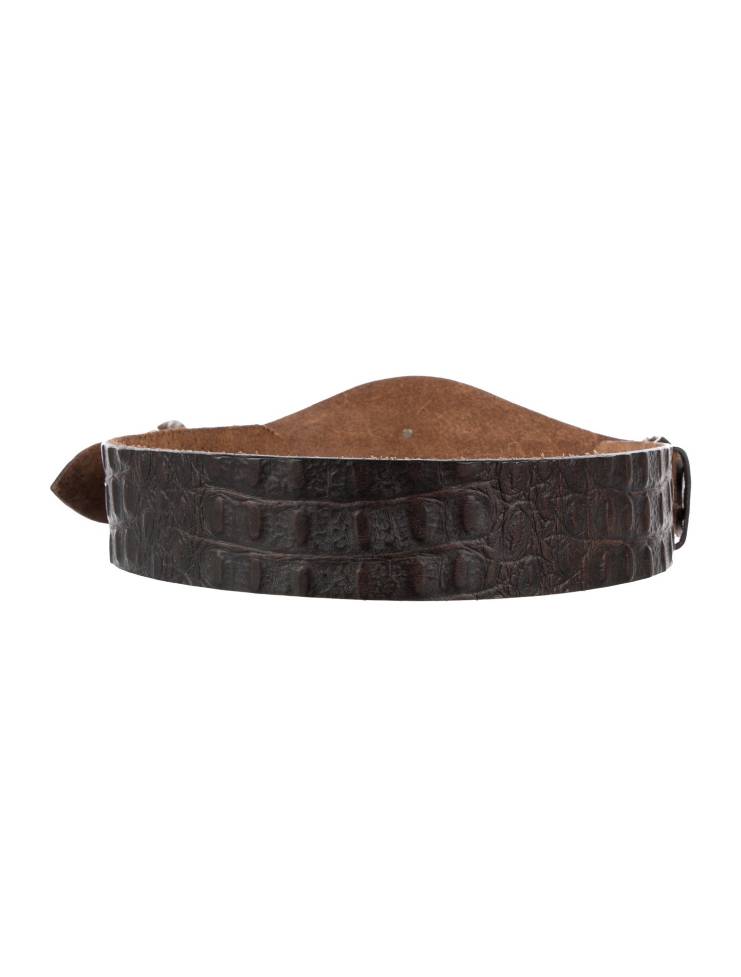Post Card Wide Embossed Leather Waist Belt