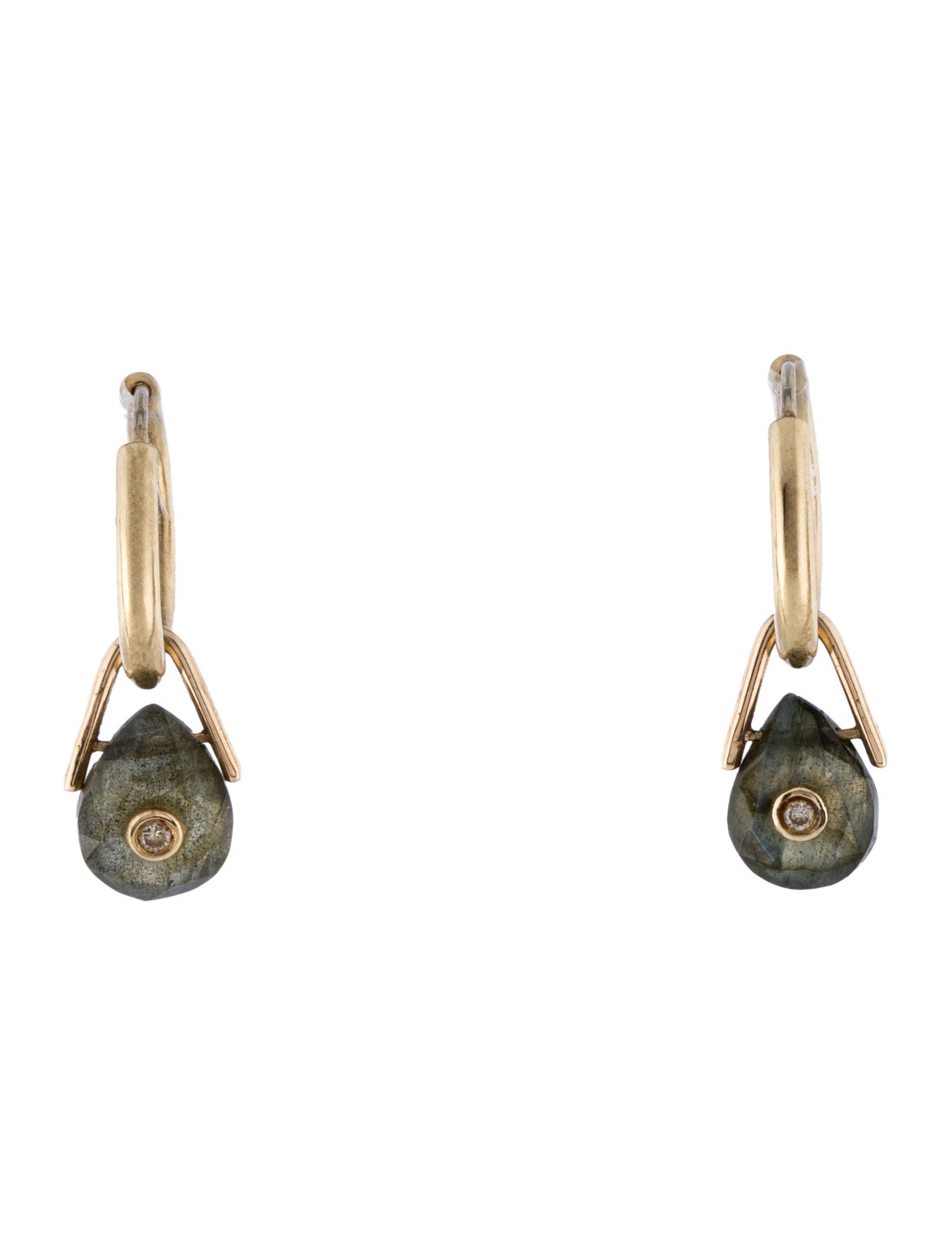 Pascale Monvoisin 9K Labradorite & Diamond Orso Huggie Hoop Earrings