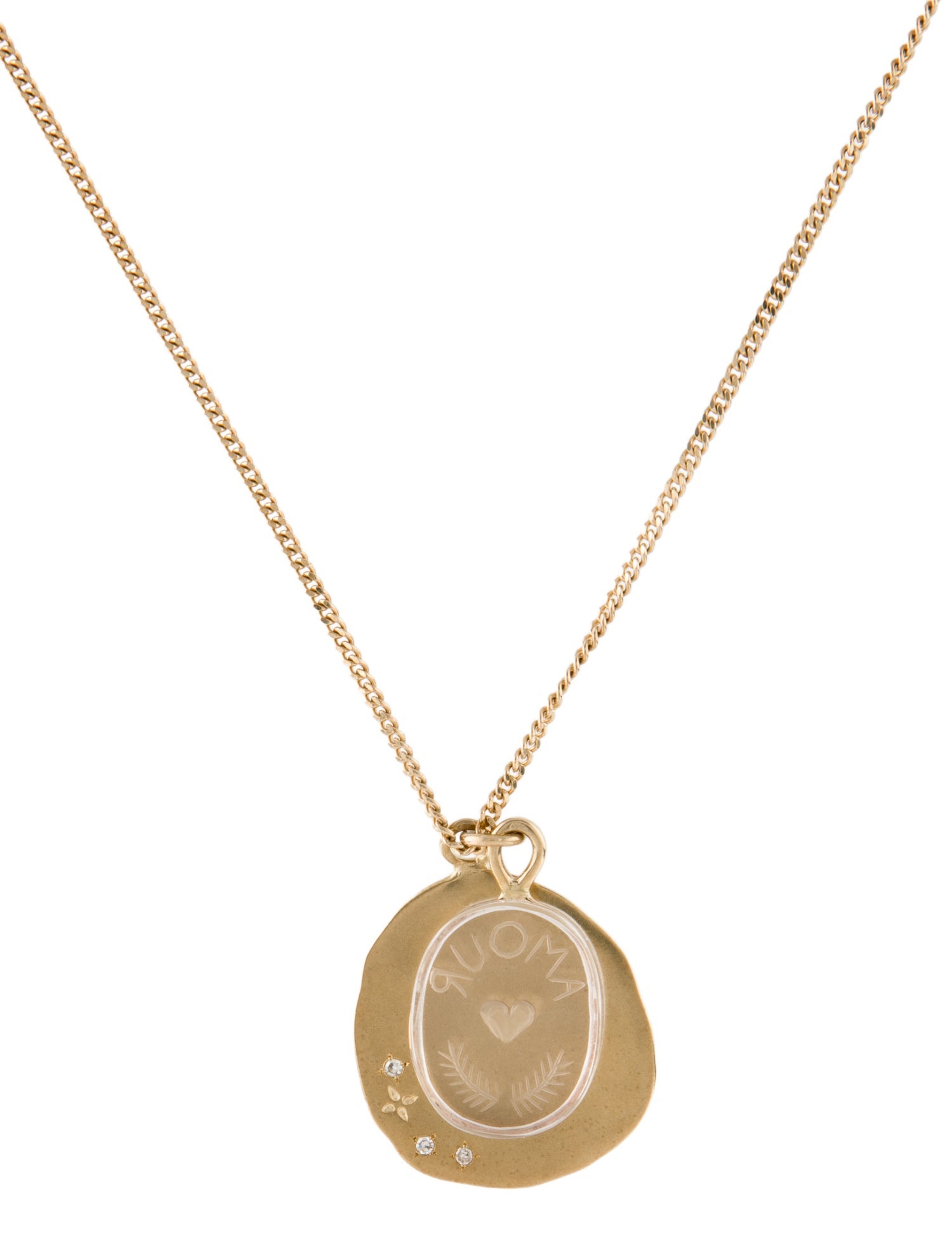 Pascale Monvoisin 9K L'Amour Quartz & Diamond Pendant Necklace