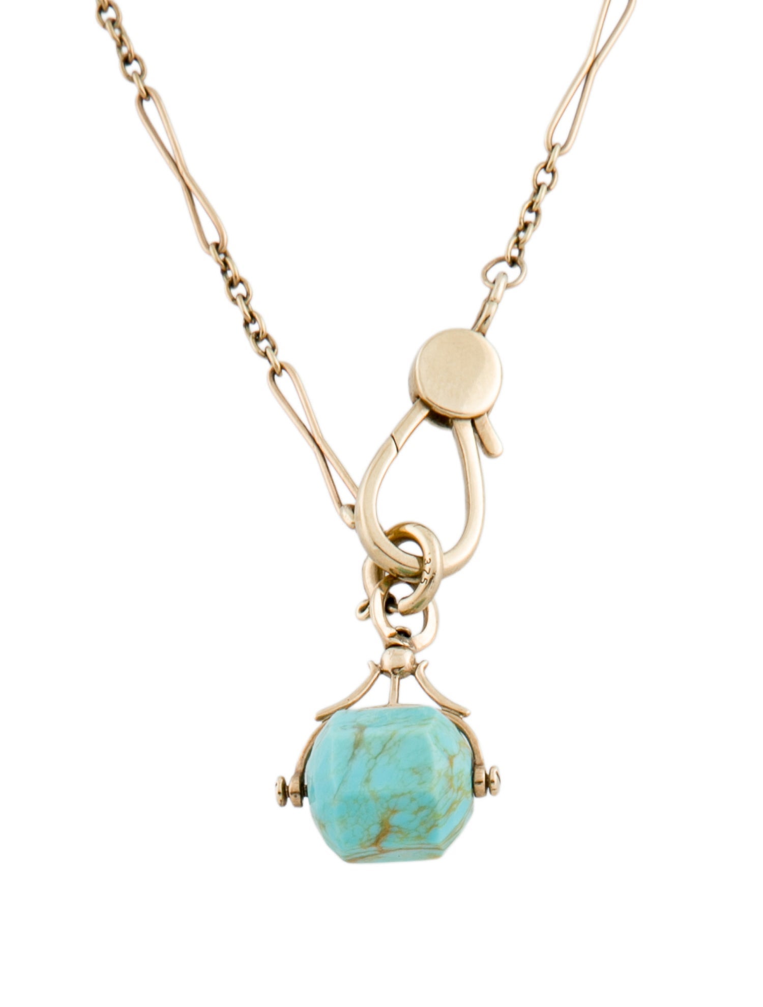 Pascale Monvoisin 9K Turquoise & Diamond Amulette Pendant Necklace