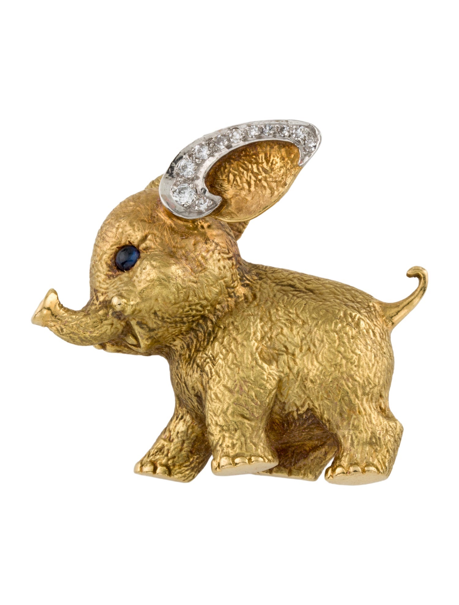 Peter Lindeman 18K Sapphire & Diamond Elephant Brooch