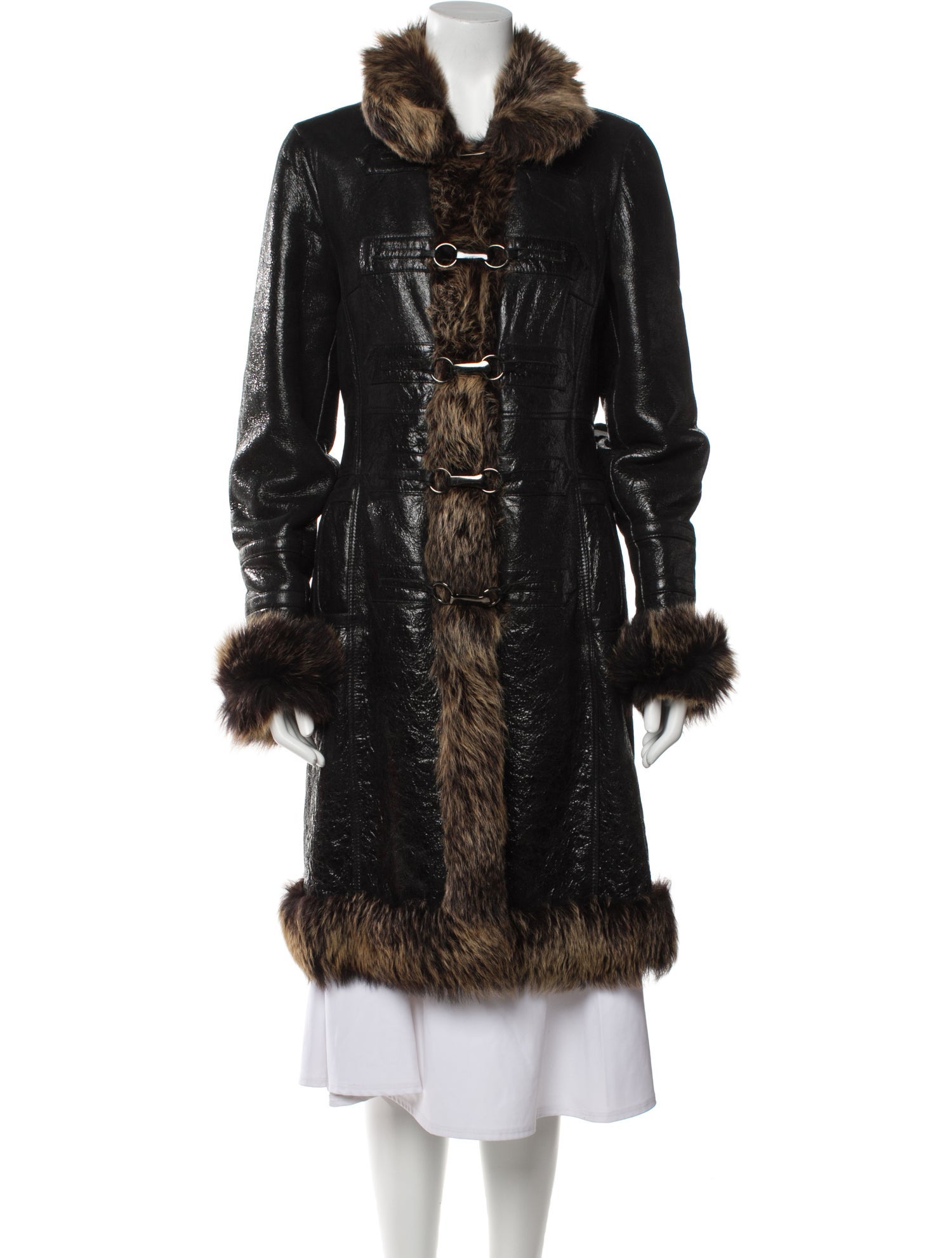 Pashaveneto Leather Faux Fur Coat