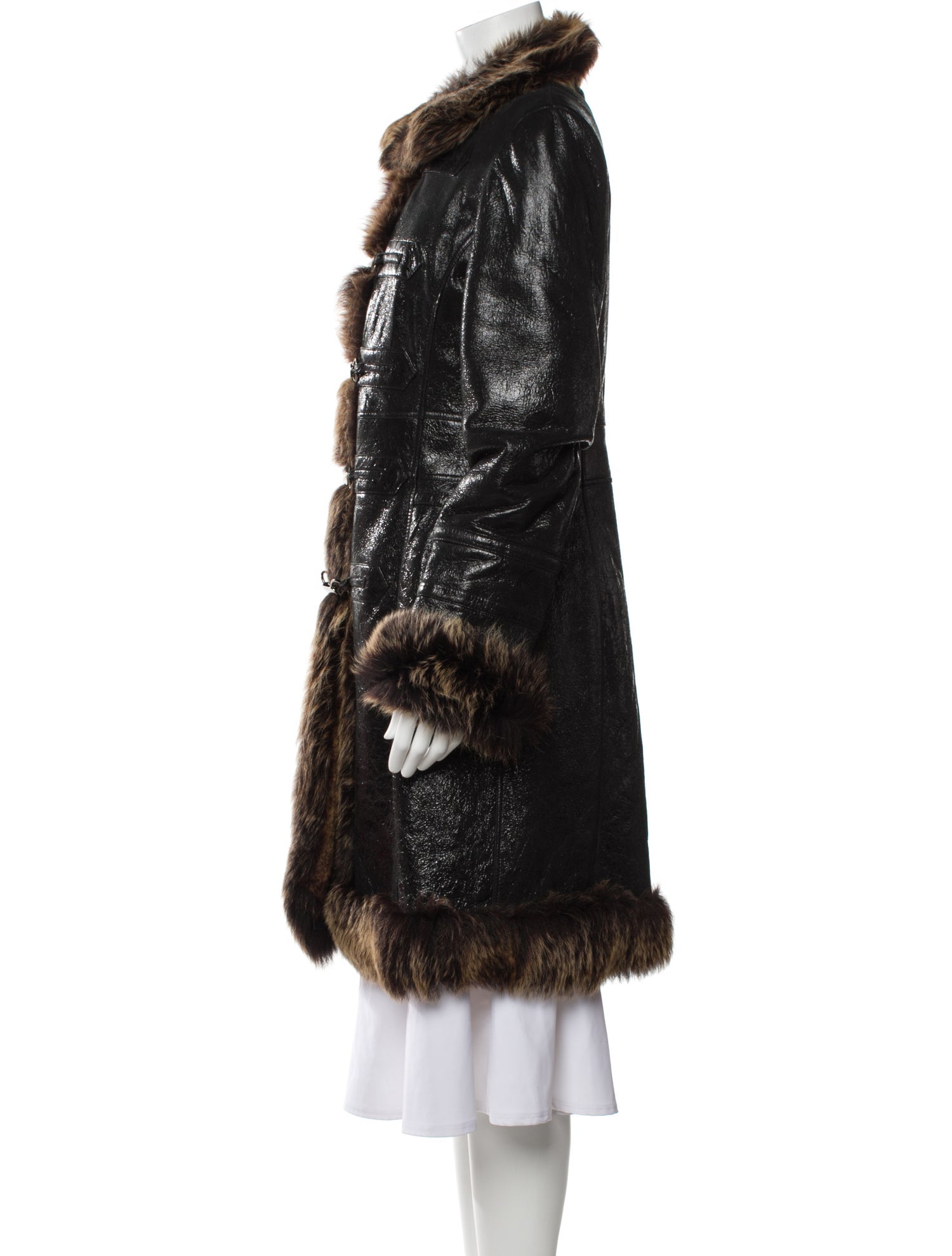 Pashaveneto Leather Faux Fur Coat