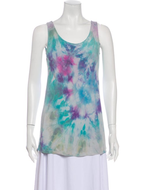 Peter Cohen Silk Tie-Dye Print Top Green